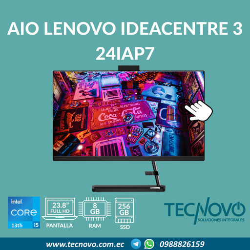 Computador AIO LENOVO Ideacentre 3 24IAP7 I5-13420H 8GB 256GB-SSD 23.8" FHD TÁCTIL