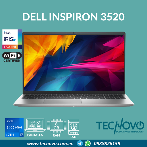 Laptop DELL Inspiron 3520 I7-1255U 8GB 512GB SSD 15.6" FHD