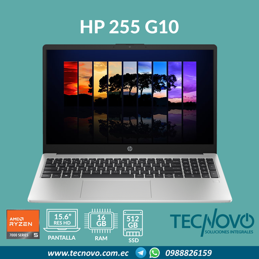 Laptop HP 255 G10 Ryzen 5-7530U 16GB 512GB-SSD 15.6"