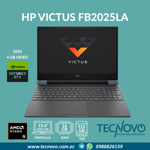 Laptop HP 15-fb2025la AMD Ryzen 5-8645HS 16GB 512GB SSD VID RTX 2050-4GB 15.6" FHD