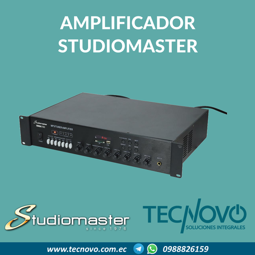 Amplificador StudioMaster 150W 6 zonas USB/FM Salida por zona 100V
