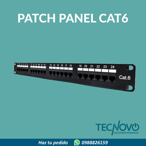 Patch panel CONNECTION CAT6 sólido para montaje en rack 24 puertos