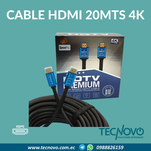 Cable HDMI Premium 20Mts 4K