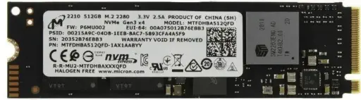 Disco SSD MICRON 2410 MTFD 512GB NVME 2280 512GB BULK