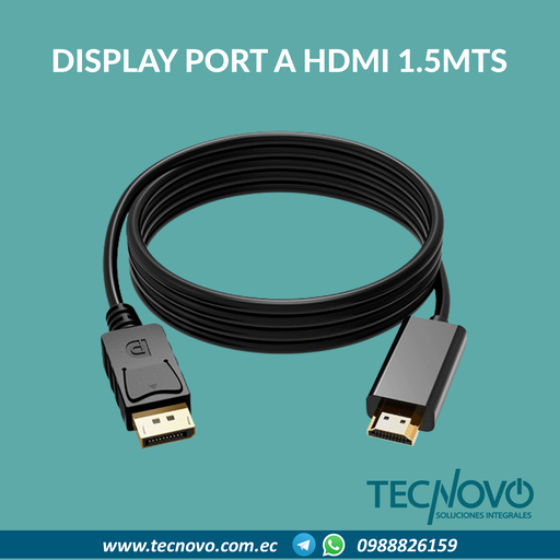 Cable Display port a HDMI 1.5 mts
Full HD 1080p