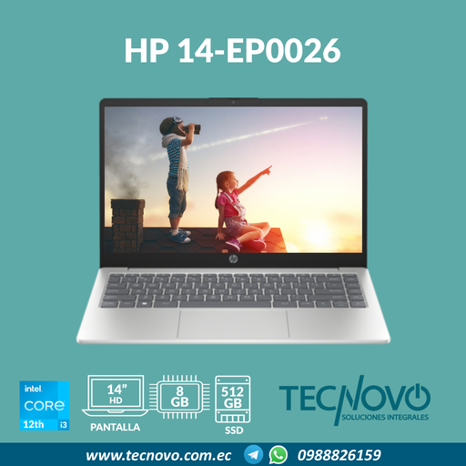 Laptop HP 14-ep0026la Intel Core I3-1215U 8GB 512GB SSD 14"
