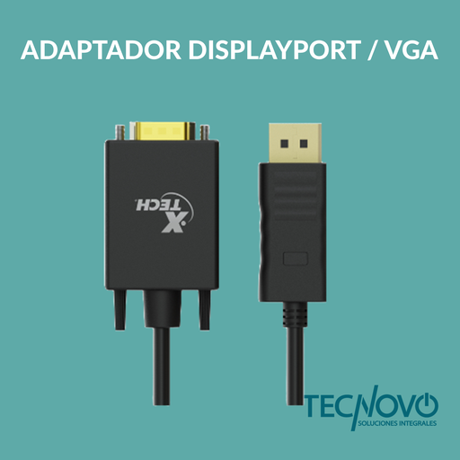 Adaptador XTECH XTC-377 con conector DisplayPort macho a VGA macho 