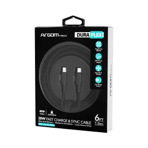 Cable ARGOM tipo C a Lightning Nylon 1.8mt DuraFlex 65W
