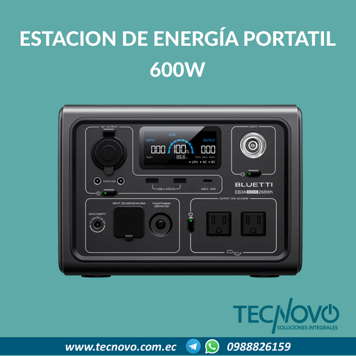 Batería portátil BLUETTI 600w 268Wh