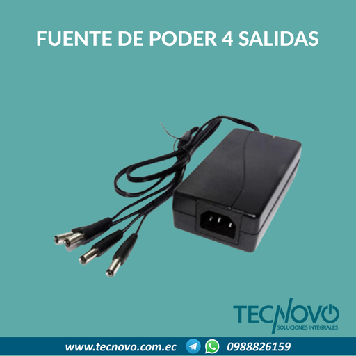Fuente de poder ZK 110V 12VDC 5AMP 4 CAMARAS