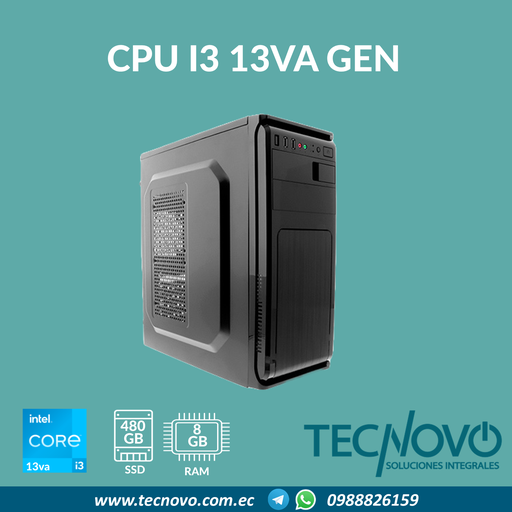 Computador CPU Intel Core I3-13100 8GB 480GB-SSD HDMI