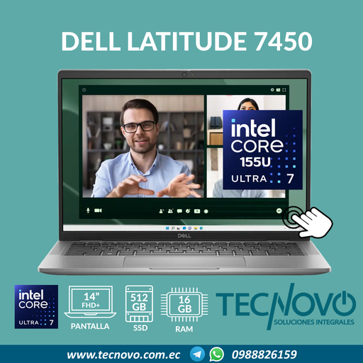 Laptop DELL Latitude 7450 2 en 1 Ultra 7-155U 16GB 512GB-SSD 14" FHD TACTIL