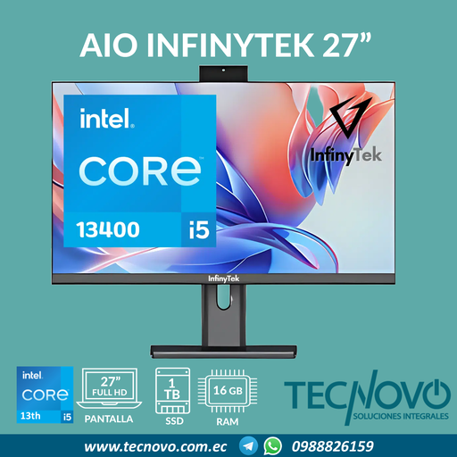Computador AIO InfinyTek Intel I5-13400 16GB 1TB-SSD 27" FHD 