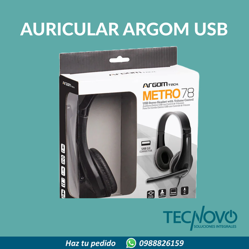Auriculares ARGOM ARG-HS-0078 con micrófono USB 2.0