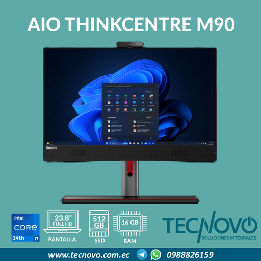 Computador AIO LENOVO ThinkCentre M90a Gen 5 Intel Core I7-14700 16GB DDR5 512GB-SSD 23.8" FHD