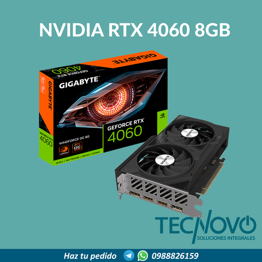 Tarjeta de Video GIGABYTE NVIDIA GeForce RTX 4060 Windforce 8GB GDDR6 PCI-E 4.0