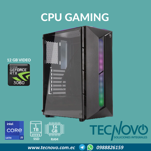 Computador Intel Core I9-14900KF 16GB 1TB SSD 1TB RTX-3060 12GB RGB W11
