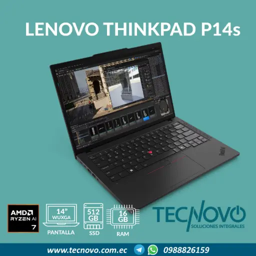 Laptop LENOVO Thinkpad P14s G5 AMD Ryzen 7 Pro 8840HS 16GB DDR5 512GB-SSD 14" WUXGA