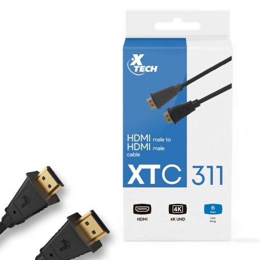 Cable XTECH XTC-311 1.8mts (6ft) HDMI Macho a HDMI Macho