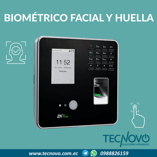 Control biométrico Facial y Huellas ZKTECO MB20VL WIFI