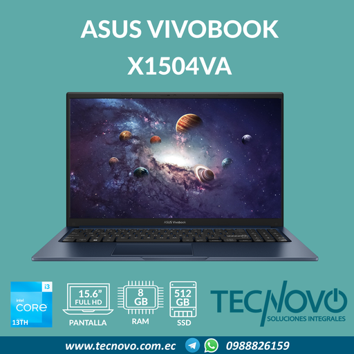 Laptop ASUS VivoBook X1504VA I3-1315U 8GB 512GB SSD 15.6" FHD MOCHILA