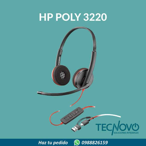 Auriculares Hp Poly Headset Black Wire 3220 Usb-C+Usb-A