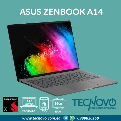 Laptop ASUS Zenbook A14 Snapdragon X1 16GB 1TB SSD 14" OLED WUXGA