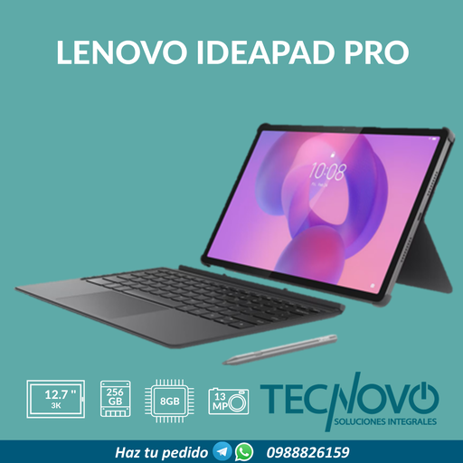 Tablet LENOVO Ideapad Pro 8GB 256GB 12.7" 3K + Lapiz + Teclado.