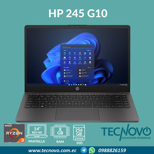 Laptop HP 245 G10 AMD Ryzen 3-7320U 8GB 256GB SSD 14"