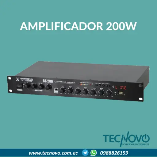 Amplificador American Xtreme 4 zonas 200W USB/SD/MP3/BT 
