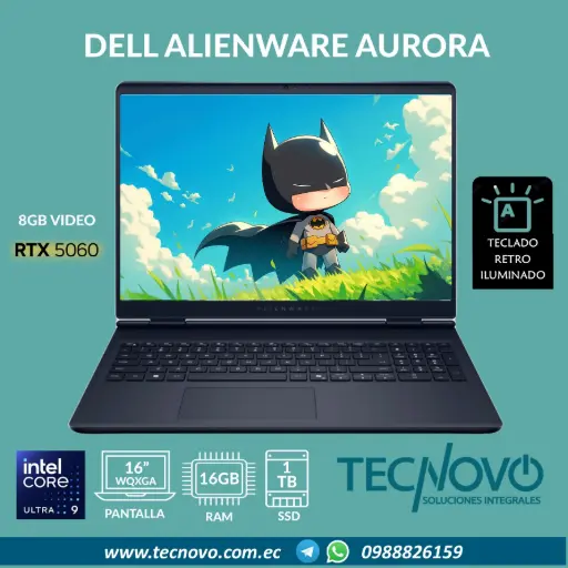 Laptop DELL Alienware Aurora 16 AC16250 Intel Ultra 9-270H 16GB 1TB SSD RTX-5060 8GB 15.6" WQXGA 120Hz