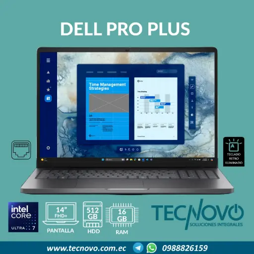 Laptop DELL Pro Plus Ultra 7-266V vPro 16GB 512GB-SSD 14" FHD+