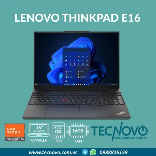 Laptop LENOVO ThinkPad E16 G2 Amd Ryzen 5-7535U 16GB 512GB-SSD 16" WUXGA