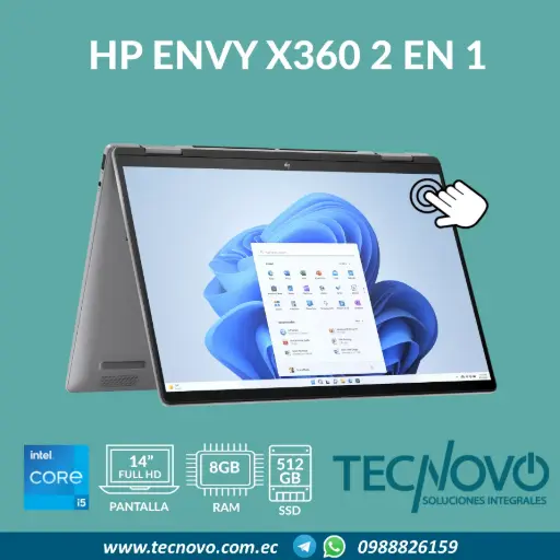 Laptop HP Envy X360 2 en 1 Intel Core I5-120U 8GB 512GB SSD 14" FHD TACTIL
