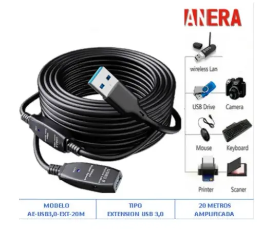 Extensión USB 3.0 Activo 20 Metros