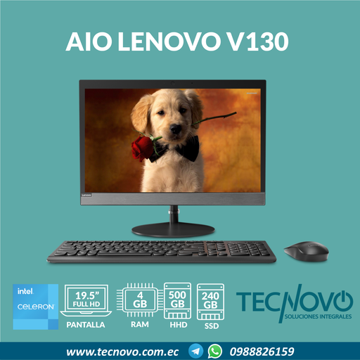 _Computador AIO LENOVO V130 Intel J4025 4GB 240GB SSD + 500GB 19.5"