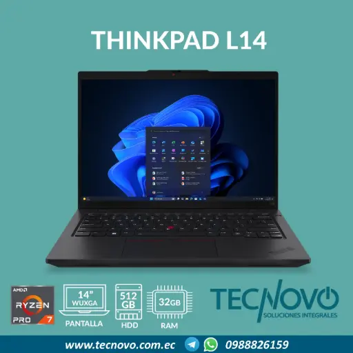 Laptop LENOVO ThinkPad L14 AMD Ryzen 7 Pro 250 32GB 512GB-SSD 14" WUXGA