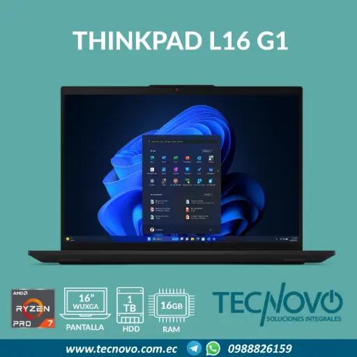 Laptop LENOVO ThinkPad L16 Gen 1 AMD Ryzen 7 Pro 7735U 16GB 1TB-SSD 16" WUXGA