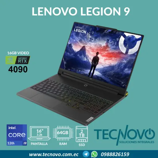 Laptop LENOVO LEGION 9 Intel Core I9-14900HX 64GB 2TB-SSD RTX 4090 16GB 16" 3.2k