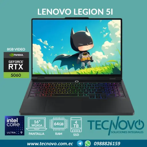 Lenovo Legion 5I Intel Core Ultra 9 275HX 64GB DDR5 4TB-SSD VID-8GB RTX 5060 16" WQXGA