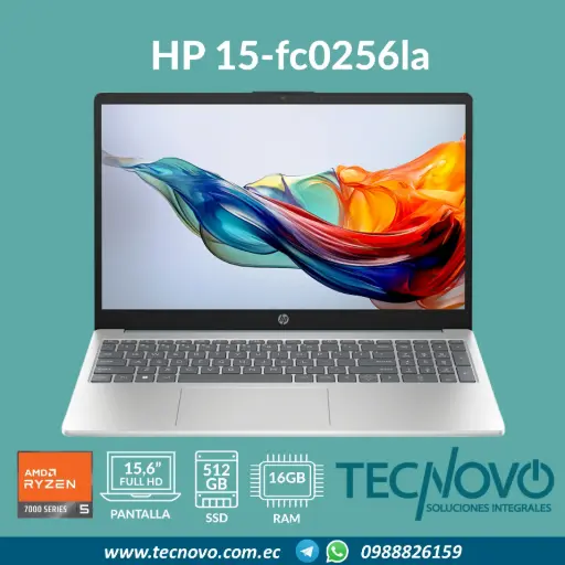 Laptop HP 15-fc0256la AMD Ryzen 5-7520U 16GB 512GB SSD 15.6" FHD