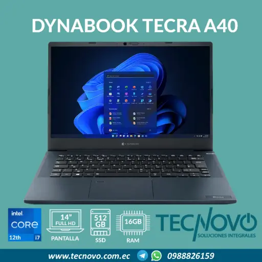 Laptop Toshiba Dynabook Tecra A40-K I7-1255U 16GB 512GB SSD 14" FHD