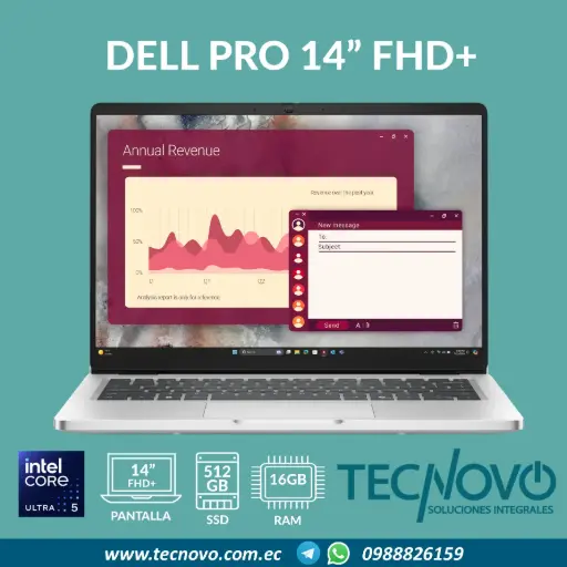 Laptop DELL Pro Intel Core Ultra 5-235U 16GB 512GB-SSD 14" FHD
