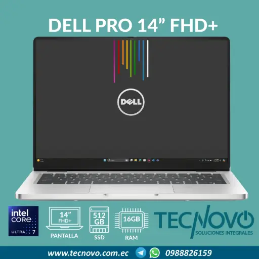 Laptop DELL Pro Intel Core Ultra 7-255U 16GB 512GB SSD 14" FHD+
