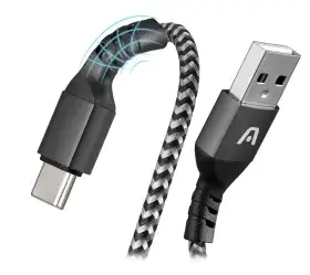 Cable ARGOM tipo C a USB 2.0 nylon Dura form Negro