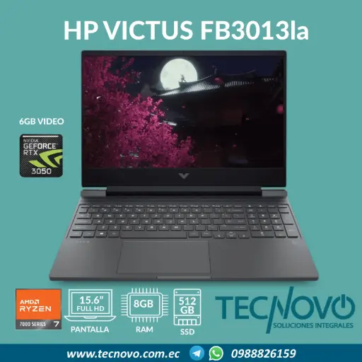 Laptop HP 15-fb3019la AMD Ryzen 7-7445H 8GB 512GB SSD RTX 3050-6GB 15.6" FHD