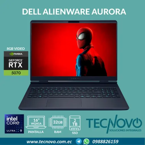 Laptop DELL Alienware Aurora 16X AC16251 Intel Core Ultra 9-275HX 32GB 2TB SSD RTX-5070 8GB 16" 240Hz