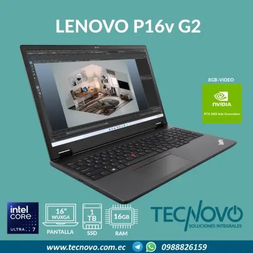 Laptop LENOVO Thinkpad P16v G2 Intel Core Ultra 7-155H 16GB 1TB RTX 2000 8GB 16" WUXGA