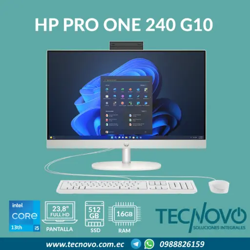 Computador AIO HP ProOne 240 G10 I5-1334U 16GB 512GB SSD 23.8" FHD