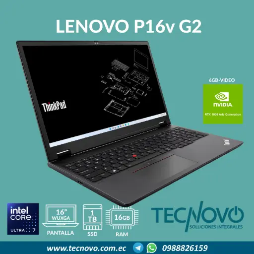 Laptop LENOVO Thinkpad P16v G2 Intel Core Ultra 7-155H 16GB 1TB RTX 1000 6GB 16" WUXGA